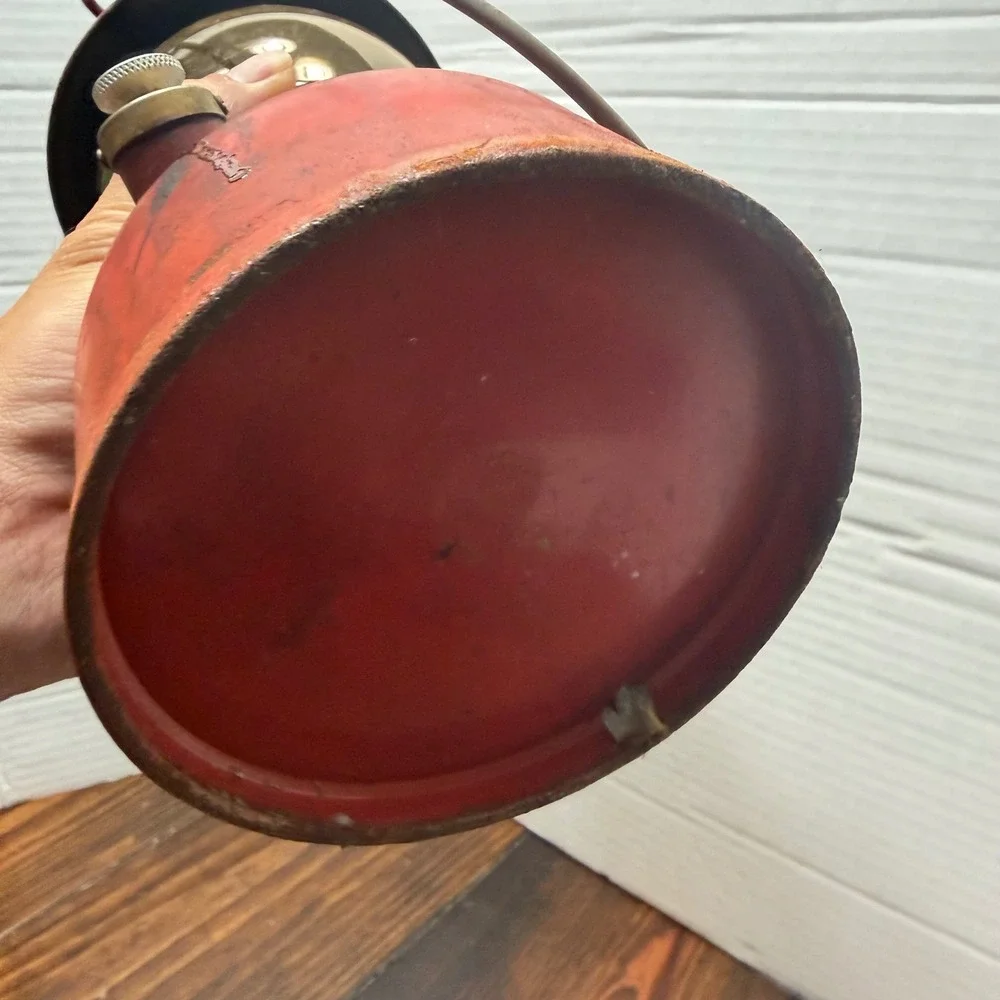 Vintage Coleman 200A Lantern Red Single Mantle Amber Pyrex Globe USA Made AS IS